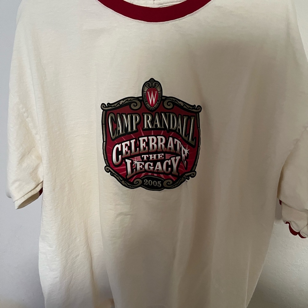 Wisconsin Badgers Camp Randle adidas Cream and Red Size XL Tee